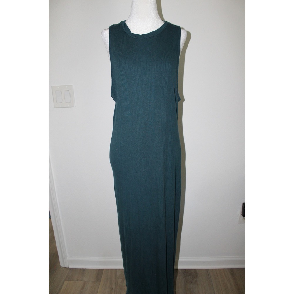 Daily Practice by Anthropologie Teal‎ Ribbed Sleeveless Maxi Dress Large Casual